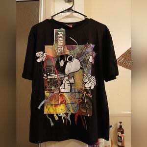 NWT Zara Black Peanuts‎ Graphic Tee. Sz.S